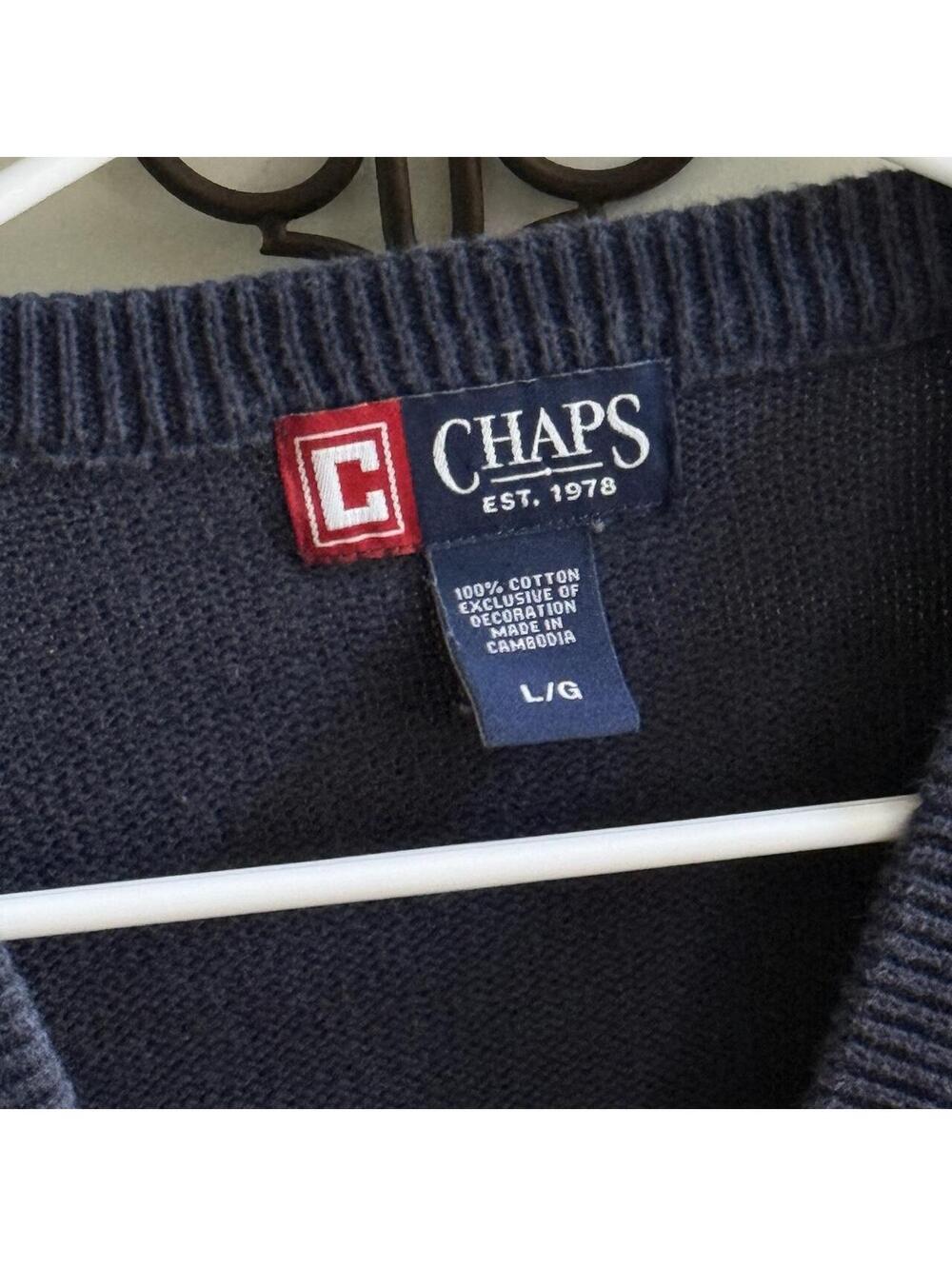 🧶 Chaps Navy Grandpa Cardigan - Picture 3 of 7